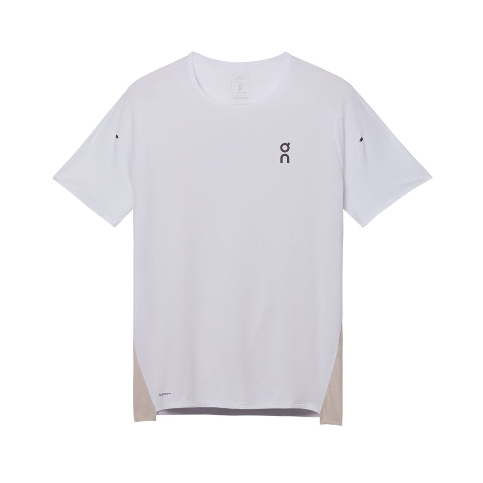 Front view of the On Men's Performance-T in the White/Silver colourway. (8715745951906)