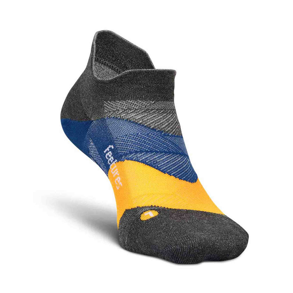 The left sock from a pair of Feetures Unisex Elite Ultra Light No Show Tab in the Iron Seal colourway. (8583315980450)