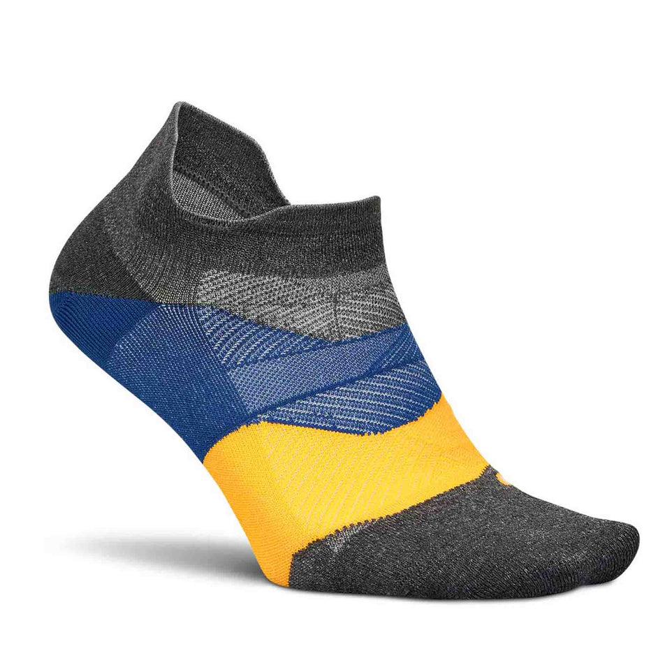 Lateral side of the right sock from a pair of Feetures Unisex Elite Ultra Light No Show Tab in the Iron Seal colourway. (8583315980450)