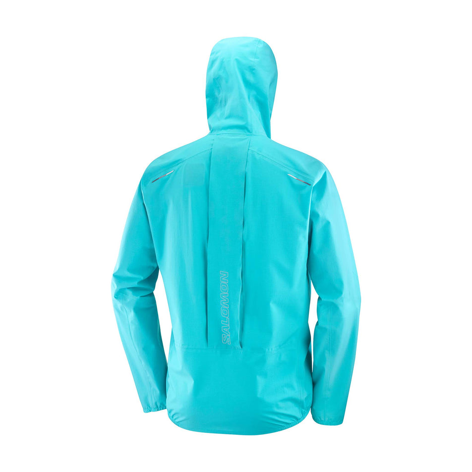 Back view of a Salomon Men's Bonatti Trail Jacket in the Peacock Blue colourway (8157810655394)