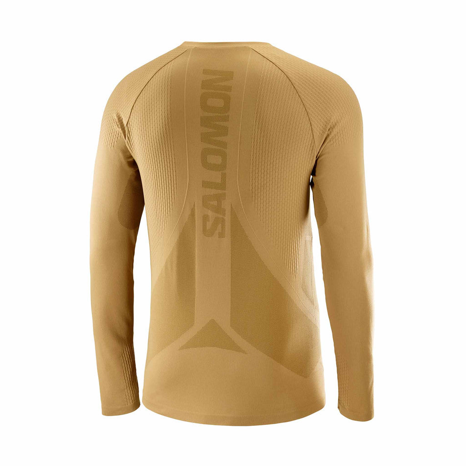 Back view of the Salomon Men's Aero Seamless Long-Sleeve T-Shirt in the Antique Bronze colourway. (8509564846242)