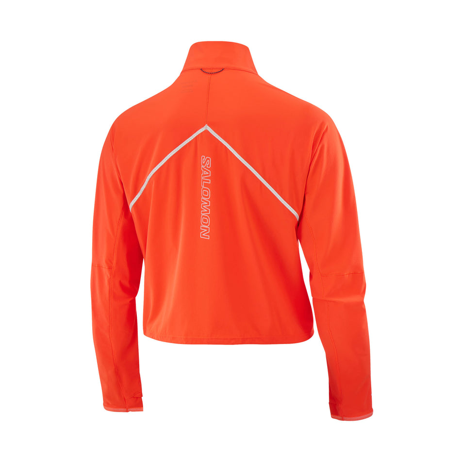 Back view of a Salomon Women's Sense Aero Hybrid Cropped Half Zip Midlayer in the Cherry Tomato colourway (8462927102114)