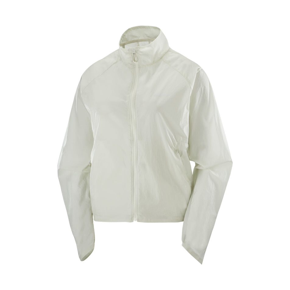 Front view of the Salomon Women's SHKout FLY Wind Jacket in the Icicle colourway. (8574551556258)