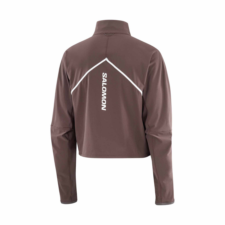The back of the Salomon Women's Sense Aero Hybrid Cropped Half Zip Midlayer in the Coffee Bean colourway. (8577396867234)