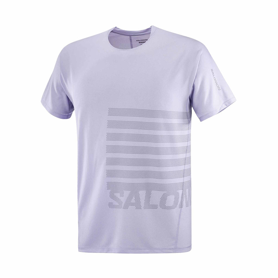 The front of the Salomon Men's Salomon Sense Aero Graphic Short Sleeve T-Shirt in the Cosmic Sky/Castlerock colourway. (8577957068962)
