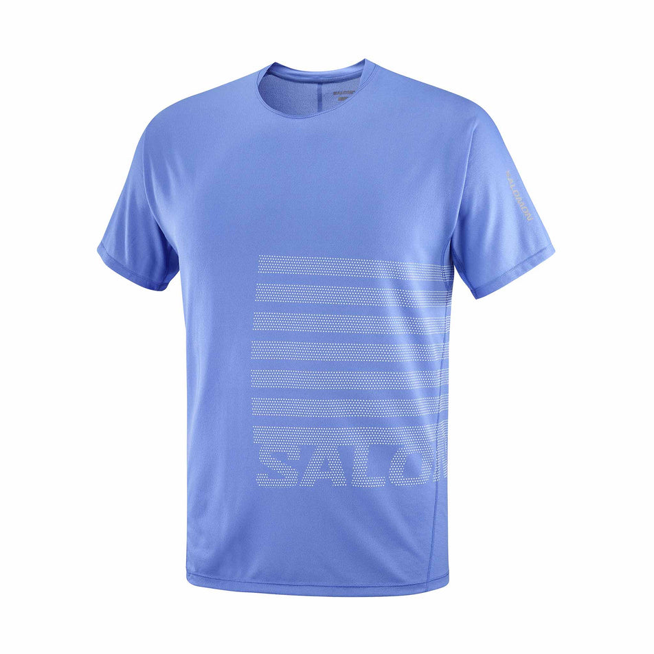 Front view of the Salomon Men's Sense Aero Graphic Short Sleeve T-Shirt in the Ultramarine/White colourway. (8577960771746)