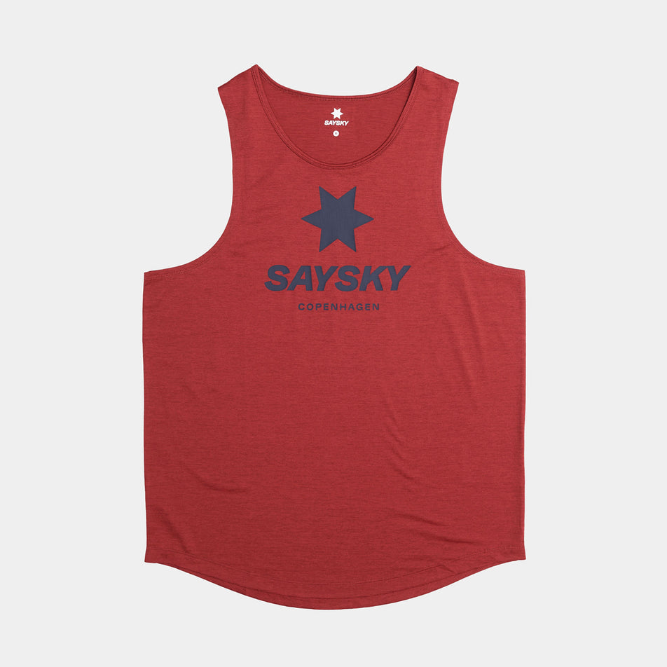 Front view of the SAYSKY Men's Logo Combat Pro Singlet in the Red colourway. (8730910490786)