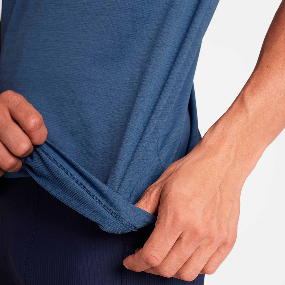 Close-up view of the fabric of the SAYSKY Logo Combat Pro T-Shirt in the Blue colourway. (8730913669282)