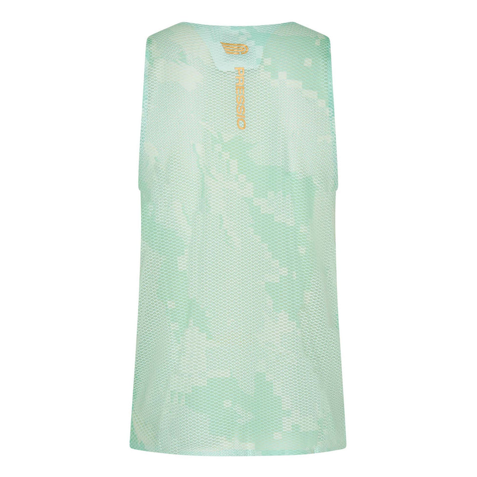 Back view of the Pressio Men's Elite Singlet in the Mint Camo colourway.(8622447952034)