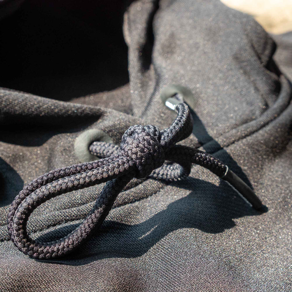Close-up of the drawcord and fabric on a Pressio Men's Hoodie from the range of EMF Official Licensed Merchandise (8331733696674)