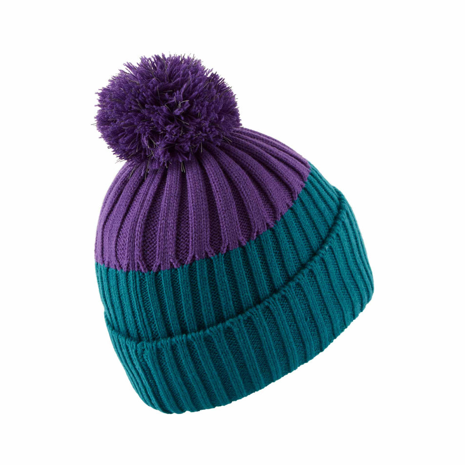 Back view of the Ronhill Unisex Bobble Hat in the Marine/Regal Purple colourway.  (8491313430690)