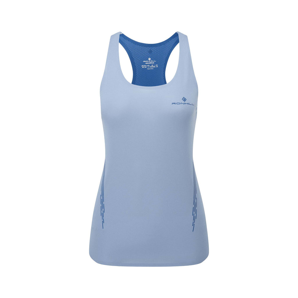 Front view of a Ronhill Women's Tech Race Vest in the Island/Tidal colourway. (8563582402722)