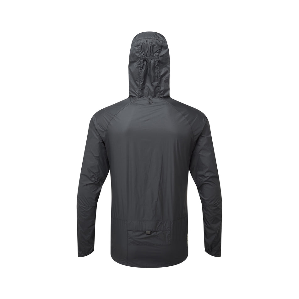 Back view of a Ronhill Men's Tech All-Terrain Jacket in the All Black colourway. (8563617431714)