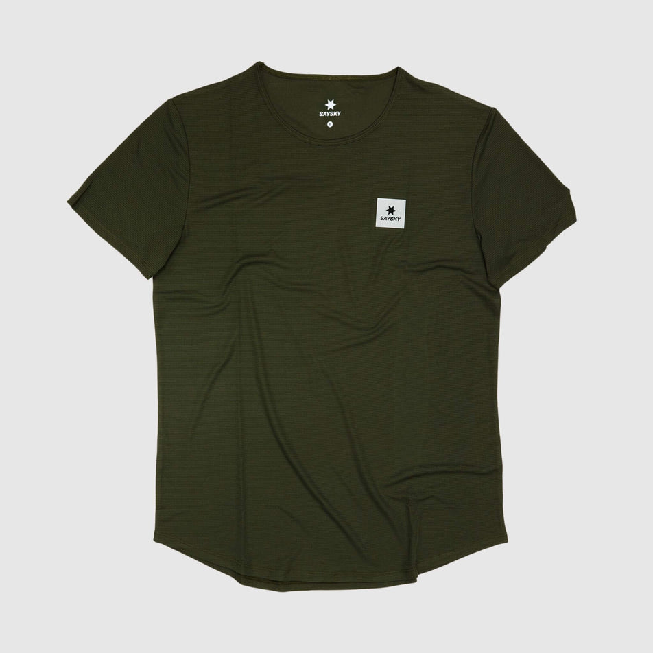 Front view of a SAYSKY Men's Clean Flow T-Shirt in the Green colourway. (8628464976034)